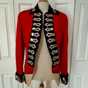 Athletic Vintage Ceremonial Military Wool Jacket with Silver Accents